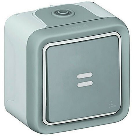 Interrupteur ou va-et-vient témoin Plexo complet IP55 saillie 10AX 250V gris (069712)