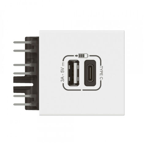 Chargeur usb double associable 2m a+c blanc (077581L) (1/3)