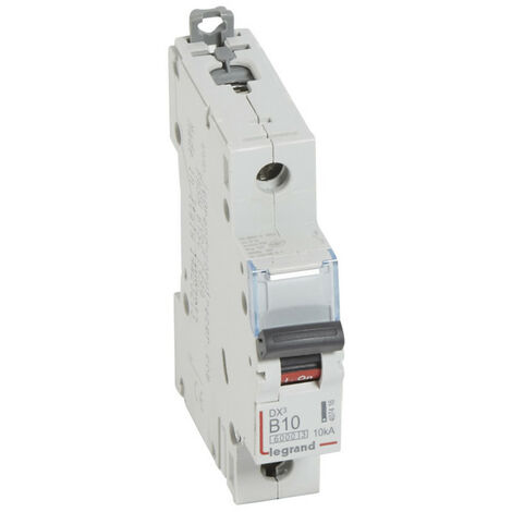 Disjoncteur DX6000 10kA arrivée haute et départ bas à vis 1P 230V à 400V 10A courbe B 1 module (407416) (1/2)