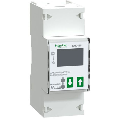 Compteur modulaire monophasé - 230V - 100A - Communication M-bus - MID (A9MEM2435) (1/2)