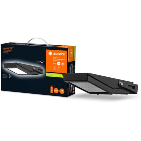 Ledvance – Projecteur à détecteur de mouvement 4058075762350 – 10W 4000K 960lm – IP65 – Panneau solaire avec batterie intégrée – 3 modes de fonctionnement