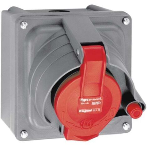 Prisinter fixe Hypra IP44-55 16A 380V à 415V 3P+N+T plastique (052204) (1/3)