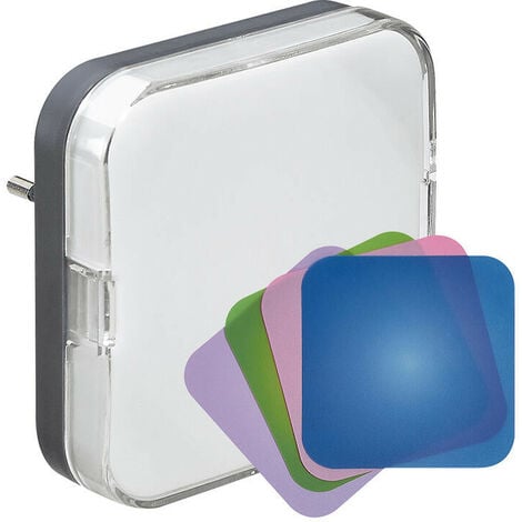 Veilleuse à LED avec détecteur crépusculaire livrée avec 4 étiquettes de couleur unie et 1 papier personnalisable (050673)