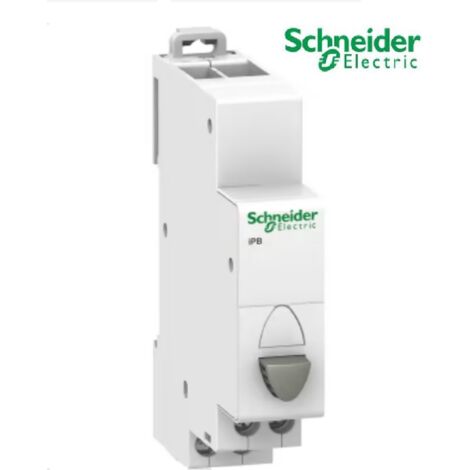 Bouton-poussoir simple gris 1 NO 20A 230VCA -Acti9, iPB - A9E18032- Schneider
