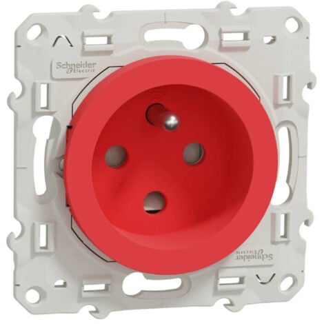 Prise De Courant 2P T X 3 Legrand Mosaic Rouge à Détrompage