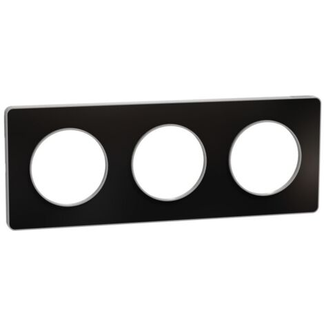 Odace Touch, plaque Aluminium brillant fumé avec liseré Alu 3postes entraxe 71mm (S530806K1) (1/3)