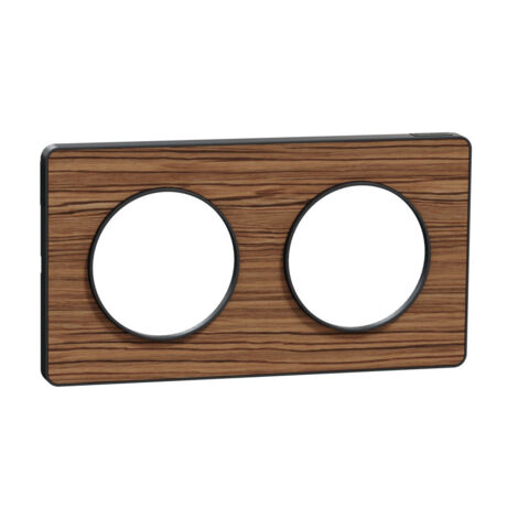 Odace Touch, plaque Bois Zeb. avec liseré Anth. 2 postes horiz/vert entraxe 71mm (S540804P4)