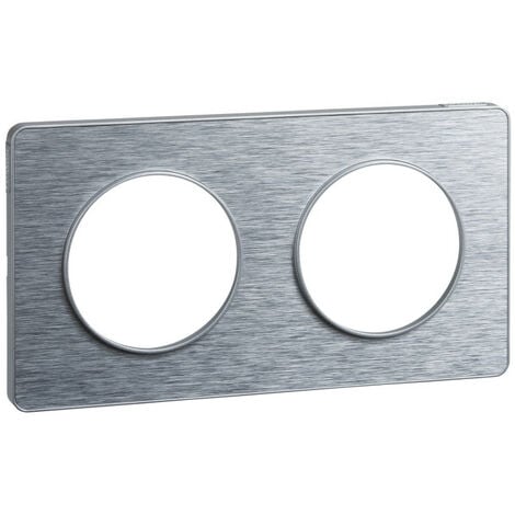 Odace Touch, plaque Aluminium brossé liseré Alu 2 post. horiz./vert. 71mm (S530804J)