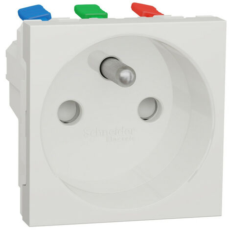 Schneider Electric – Prise de courant 2P+T – Bornes automatiques – Blanc antimicrobien – Installation dans goulottes OptiLine – Intensité 16A – Tension 250Vca - nu305920t (1/5)