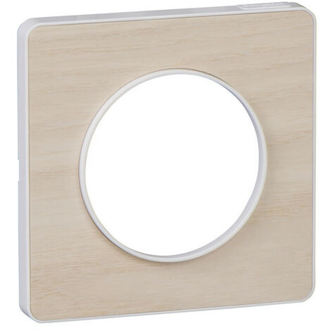 Schneider Electric – Plaque Schneider Odace Touch en bois nordique 1 poste – Liseré blanc – Dimensions 85x85mm – Indice IP21 – Montage vertical/horizontal