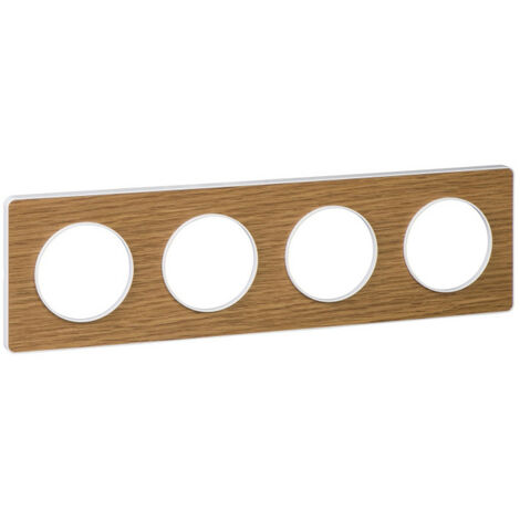 Schneider Electric – Plaque Vimar Odace Touch en bois naturel liseré blanc 4 postes horizontaux/verticaux – Dimensions 71mm – Indice de protection IP21 - S520808N