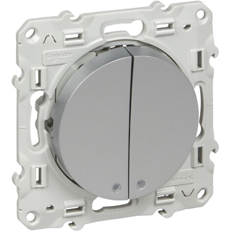 Odace, poussoir lumineux Alu, 10 A, à vis, LED bleu 0,15 mA localisation (S530276)
