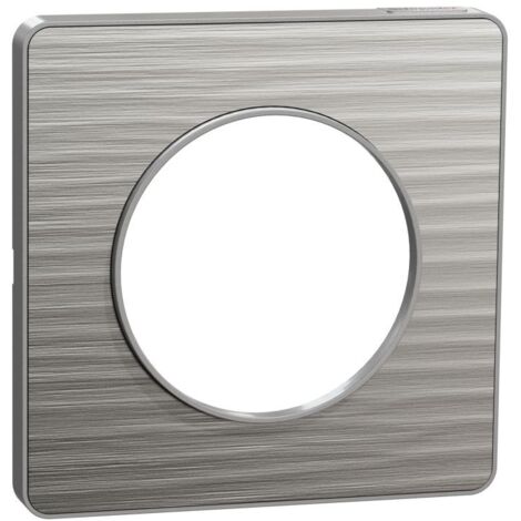 Odace Touch, plaque Aluminium brossé croco avec liseré Alu 1 poste (S530802J1) (1/3)