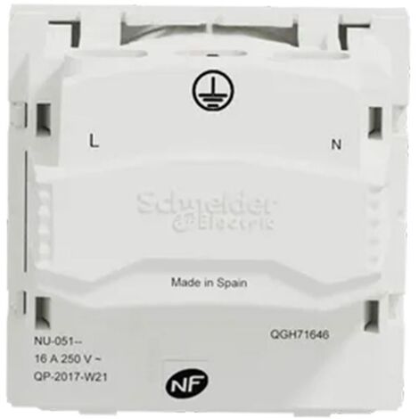 Schneider - Unica - Prise 2P T - FR - 90° - vis - Blanc - méca seul Schneider - Unica - Prise 2P T - FR - 90° - vis - Blanc - méca seul