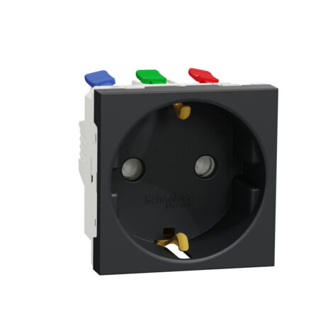 Unica - prise 2P+T - DE - connexion rapide - Anthracite - méca seul (NU305754) (1/4)