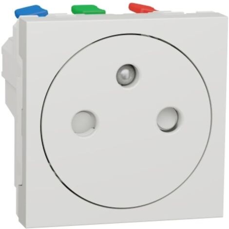 Schneider Electric Unica – Presa 2P+T A 90° Con Montaggio Rapido, Colore Bianco, Modello MEGA Singolo NU305218