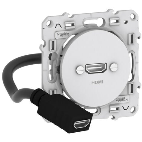 Odace - prise HDMI type A - Blanc - prise femelle / câble femelle à  l'arrière (S520462)