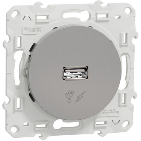Prise alimentation USB 5V Schneider Odace Finition: Aluminium (1/3)