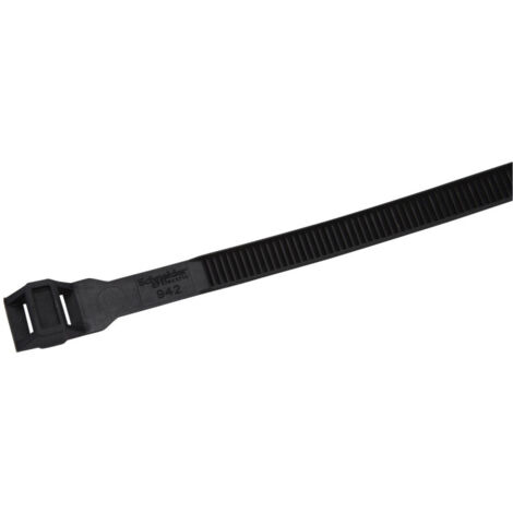 Schneider Electric – Lot de 10 colliers d'installation noirs 355x9 mm – Fixation par languette – Résistance aux UV et à l'humidité – Pour câbles en intérieur et extérieur