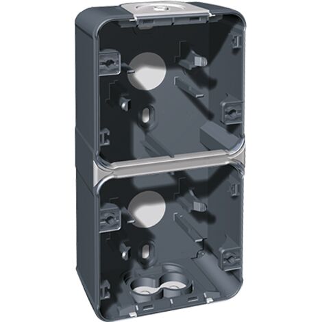 Boite étanche 2 poste verticale en saillie - IP55 - OXXO Couleur Gris