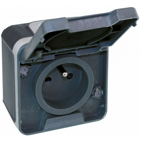 Prise 2P+T - 16A - IP55 - Oxxo - Anthracite - 60840 - Eur'Ohm
