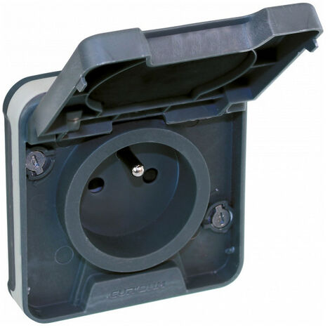 Prise de courant simple étanche 2P+T - Complet - Encastré - Gris - 60895 - Oxxo - Eur'Ohm
