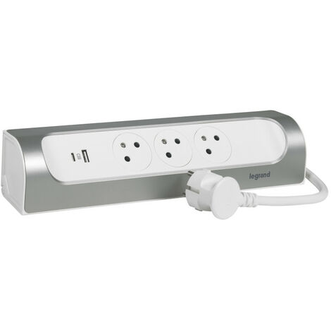 Multiprise à induction USB filaire compact, 2 prises taupe LEGRAND