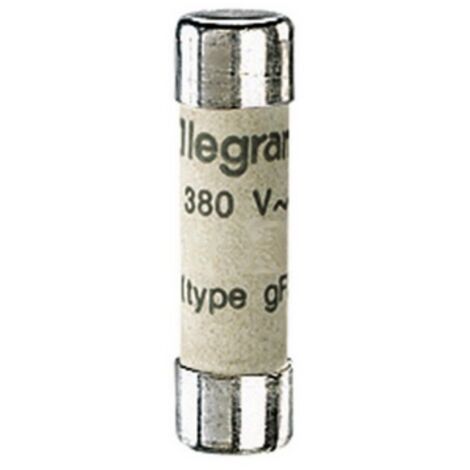 Legrand – Cartouche cylindrique type gG 8x32mm sans voyant – Fusible 10A – Pouvoir de coupure 20000A – Pour environnements industriels (1/5)