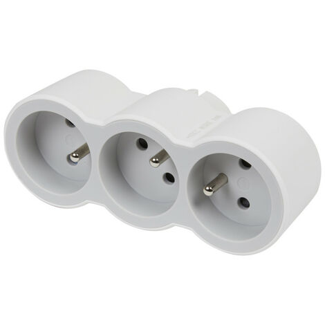Fiche 3x2P+T frontales 16A 230V 3680W - blanc/gris clair (049433)