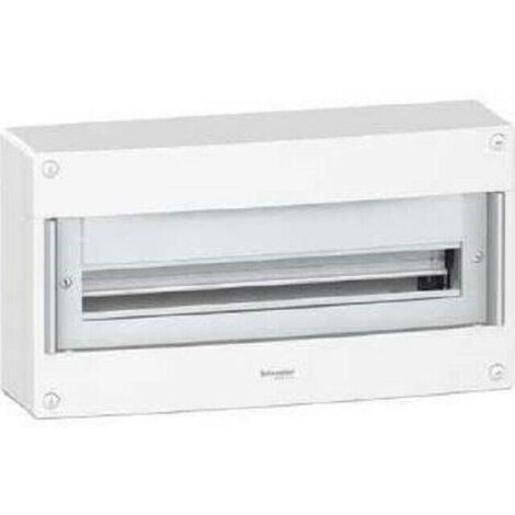 Coffret de repartition saillie 1 rangee 24 modules blanc 550x300x148mm sans porte avec bornier terre PRAGMA