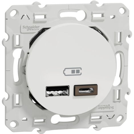Odace - prise USB double - type A+C - Blanc - 5 Vcc - 2,4A (S520401)