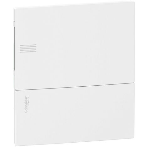 Schneider Electric – Mini coffret encastré 1x8 – MIP21108 – Portillon opaque blanc – Bornier de terre pour sécurité accrue – Installation discrète