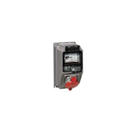 Coffret monoprise Hypra IP44 1 prise 3P+N+T 16A 380V à 415V et 1 disjoncteur différentiel (059219)