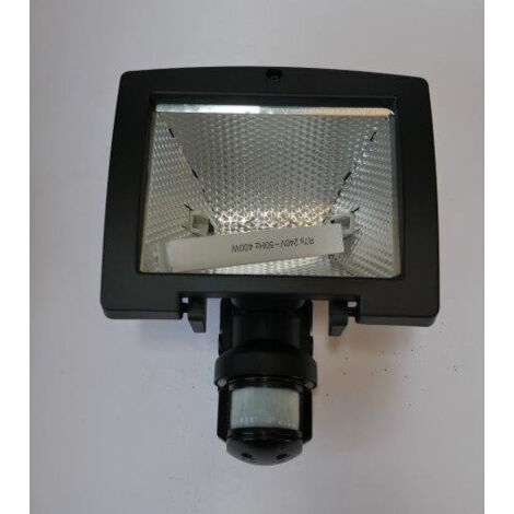 Projecteur halogène à économie énergie 400W avec détecteur infrarouge 200° noir (52541) (1/2)