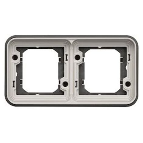cubyko Support d'encastrement double horizontale associable gris IP55 (WNA402) (1/2)