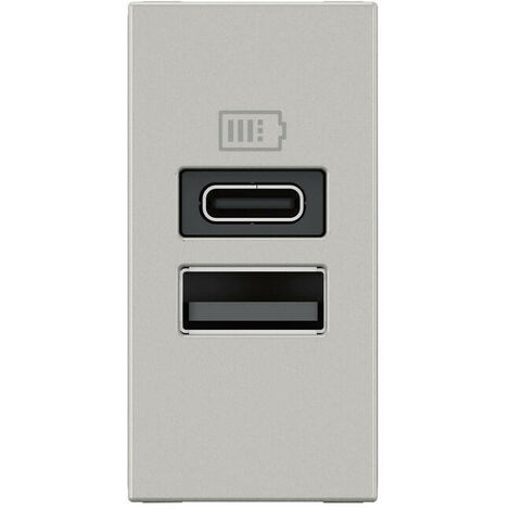 Chargeur USB Type-A+Type-C Mosaic - 2 modules alu pour support LCM (077671L)