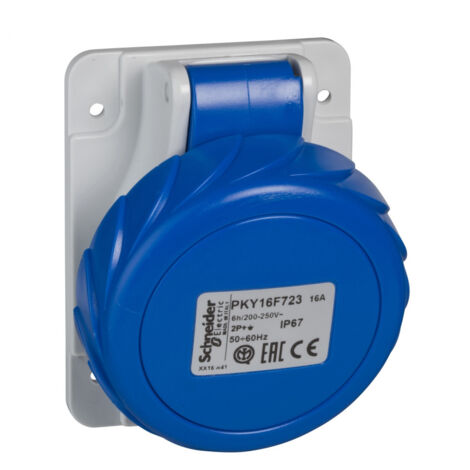 PratiKa - socle de prise industrielle coudée 16 A - 3P+N+T - 200-250 V CA - IP67 (PKY16F725) (1/4)