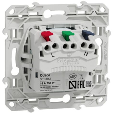 Lot De 5 Prises De Courant 2P+T 16A Odace Blanc Connexion Auto Schneider S520059