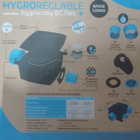 HYGRO ARIANT ES - VMC simple flux hygroréglable très basse consommation