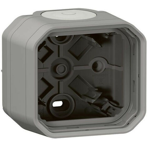 Legrand – Boîtier de protection pour prise électrique 1 poste étanche Plexo – 2 embouts souples – finition gris – installation en apparent (1/2)