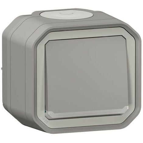 Interrupteur ou va-et-vient lumineux Plexo complet saillie - gris (070006)