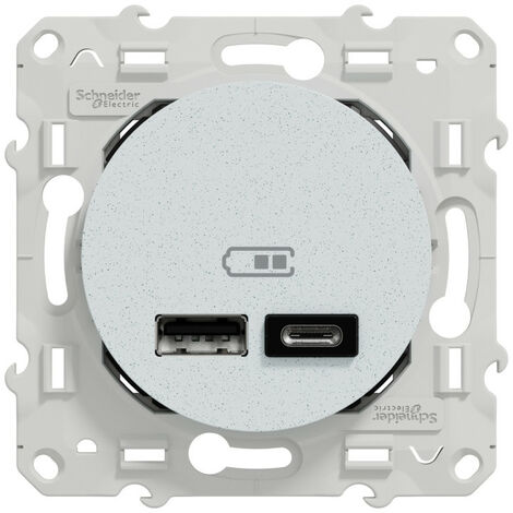 Odace - prise USB double - type A+C - Blanc Recyclé - 5 Vcc - 2,4A (S510401)