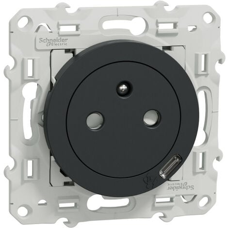 Odace - Prise affleurante + usb C10.5W - anthracite (S540089)