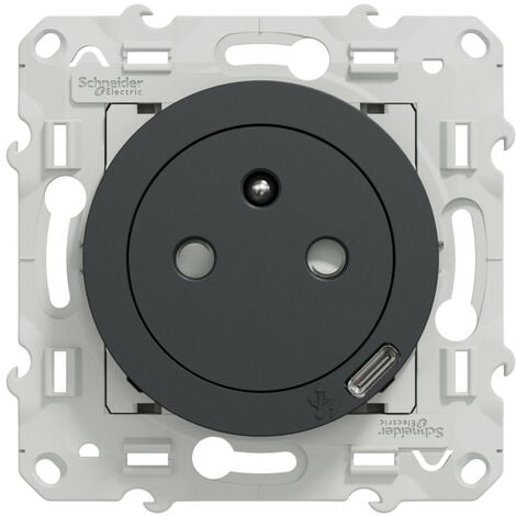 Odace - Prise affleurante + usb C10.5W - anthracite (S540089)