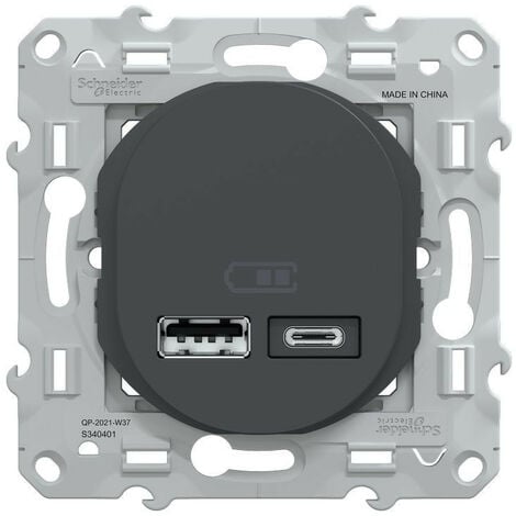 Ovalis - double chargeur USB A+C 12W - Anthracite (S340401)