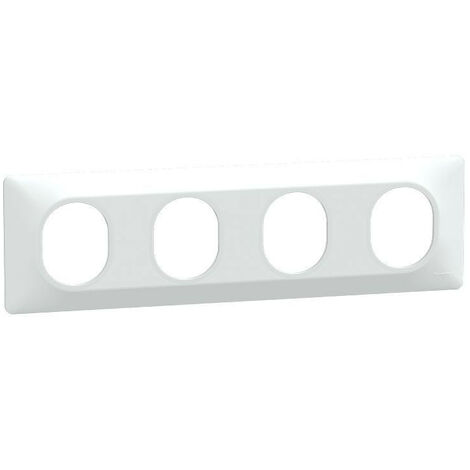 Schneider Electric – Plaque de finition 4 postes horizontal – entraxe 71 mm – blanc – pour installation en milieu humide (1/8)