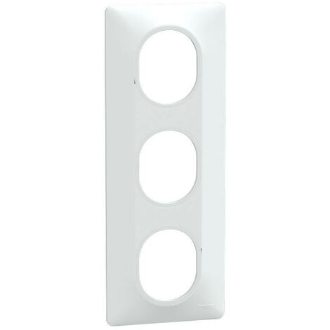 Schneider Electric – Plaque de finition Ovalis 3 postes verticaux – Installation rapide – Enjoliveur à clipser – Couleur blanche mat RAL9010 – Pour usage intérieur