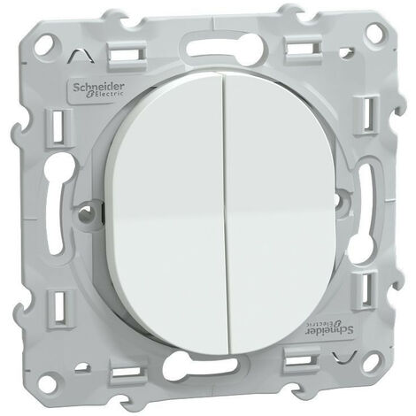 Schneider Electric – Mécanisme combiné va et vient et poussoir 10AX blanc – Mode de fixation par vis ou griffes – S320285