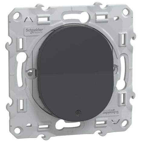 Ovalis - poussoir à fermeture lumineux - 10AX - LED bleu 250V - Anthracite (S340276) (1/4)