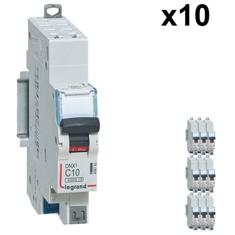 Disjoncteur LEGRAND 10A Ph+N courbe C 4.5kA 230V DNX3 - 406773